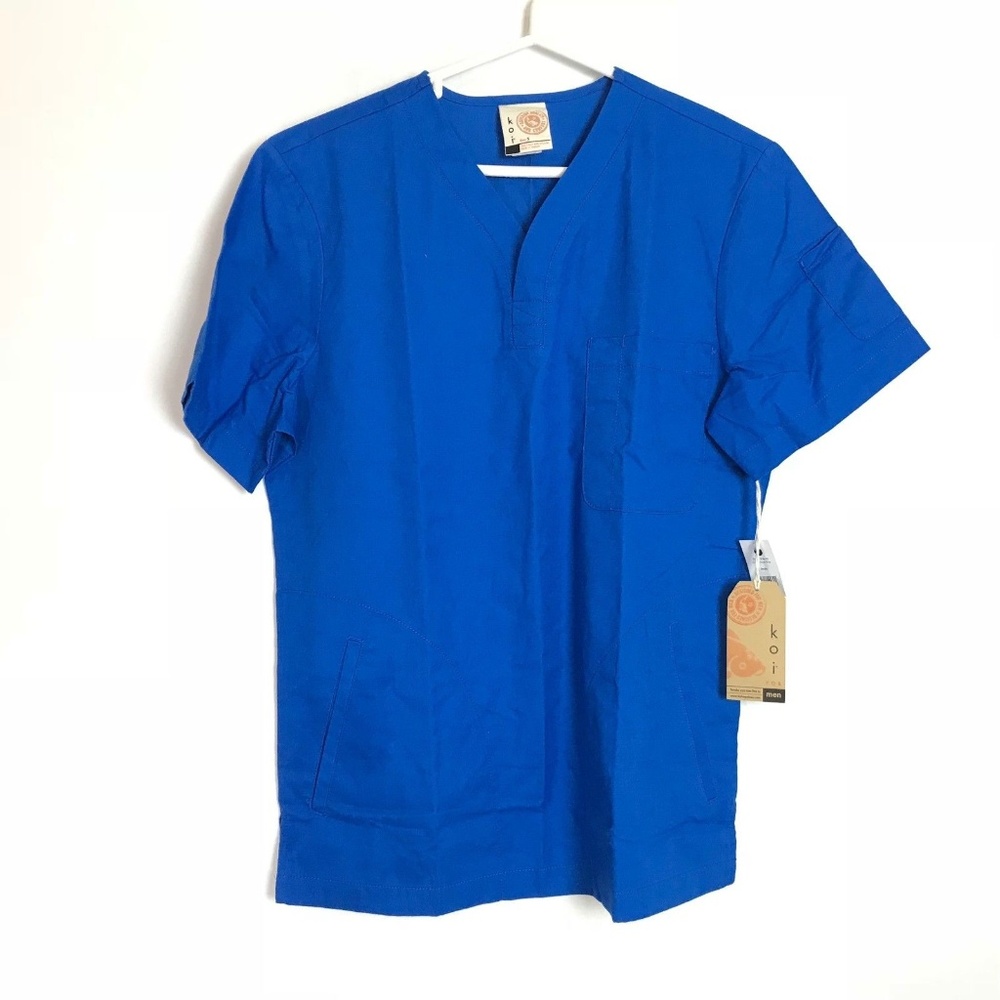 KOI Royal Blue Jason Scrub Top Shirt V Neck NWT